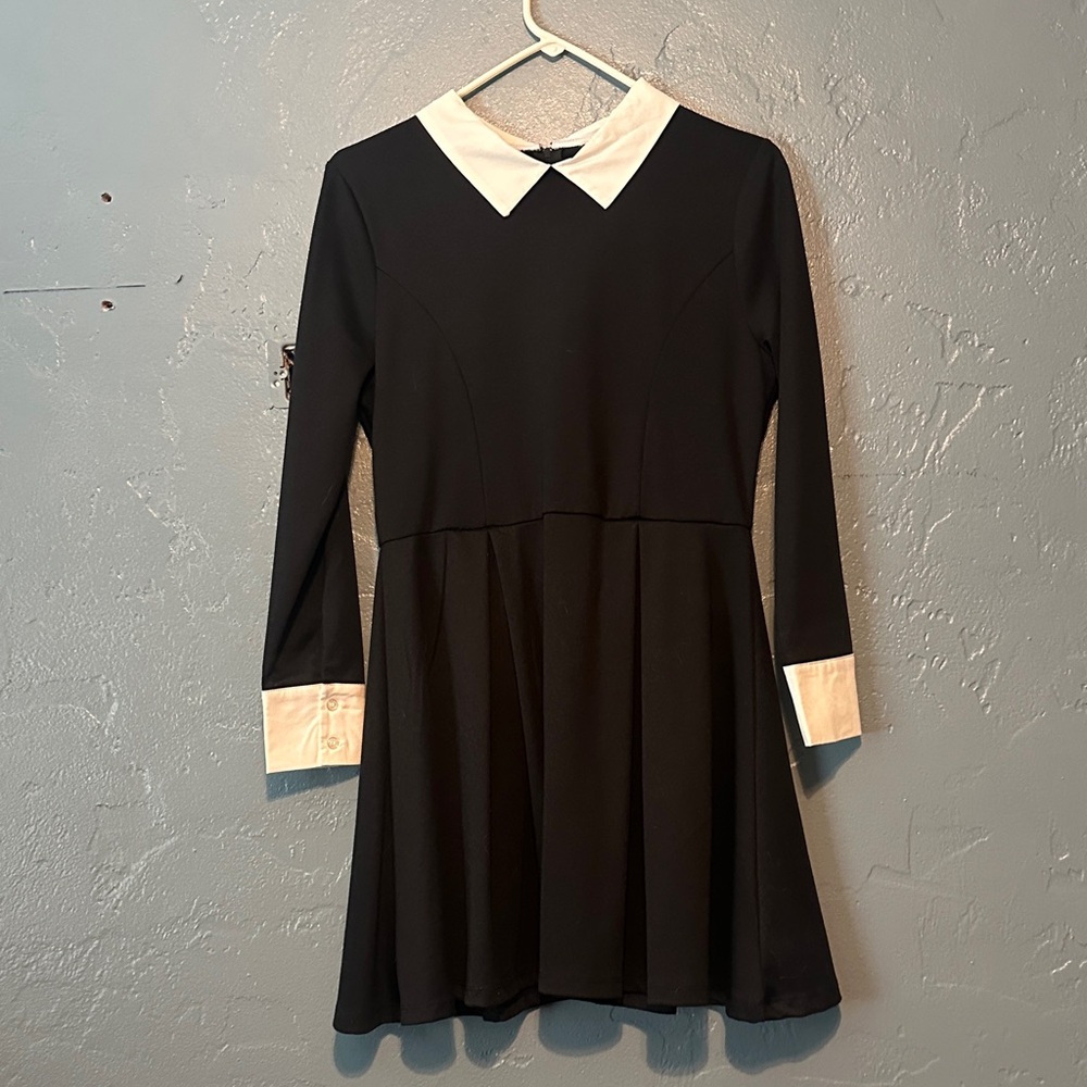NWOT Black Dress with White Collar and Cuffs